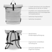 Familienrucksack Hugo - hellgrau